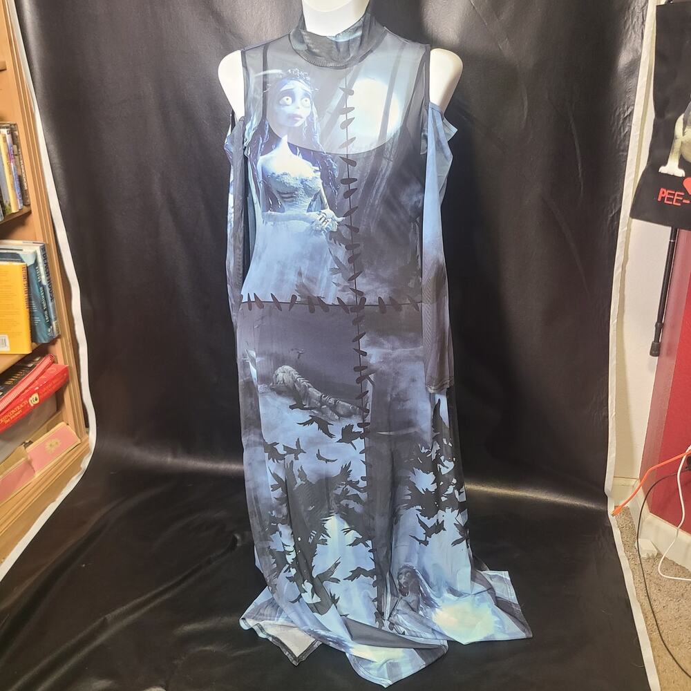 NWT KillStar X Tim Burton Corpse Bride Mesh Maxi Dress size large